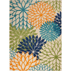 Nourison Aloha Indoor/Outdoor Floral Silver Grey 2'3' X 12' Area Rug, (12' Runner)