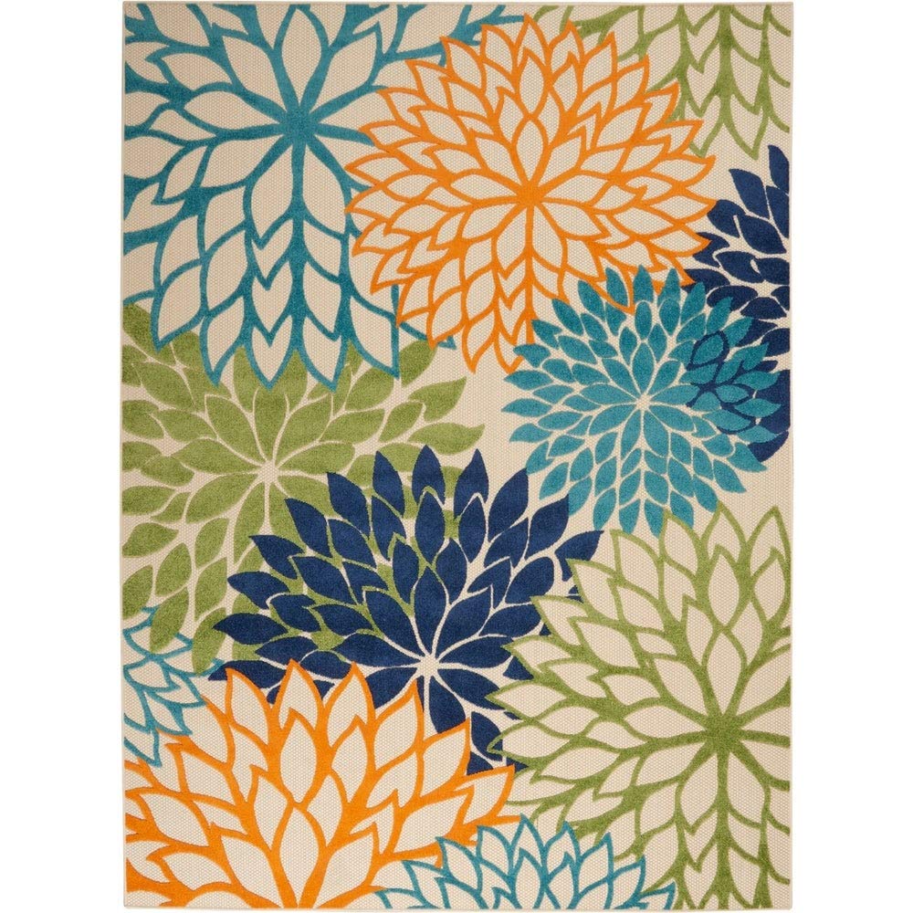 Nourison Aloha Indoor/Outdoor Floral Silver Grey 2'3' X 12' Area Rug, (12' Runner)