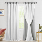 Hiasan Blackout Curtains with Sheer Overlay, Thermal Insulated Double Layer Mix & Match Grommet Window Curtains for Bedroom, Liv