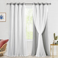 Hiasan Double Layer Blackout Curtains With Sheer Overlay, Mix & Match Thermal Insulated Sun Blocking Grommet Window Curtains For
