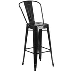 Flash Furniture Commercial Grade 30" Round Black Metal Indoor-Outdoor Bar Table Set With 2 Cafe Stools