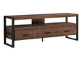 Monarch Specialties TV Stand-Console with 3 Drawers and Shelves-Industrial Modern Style Entertainment Center with Metal Legs, 60