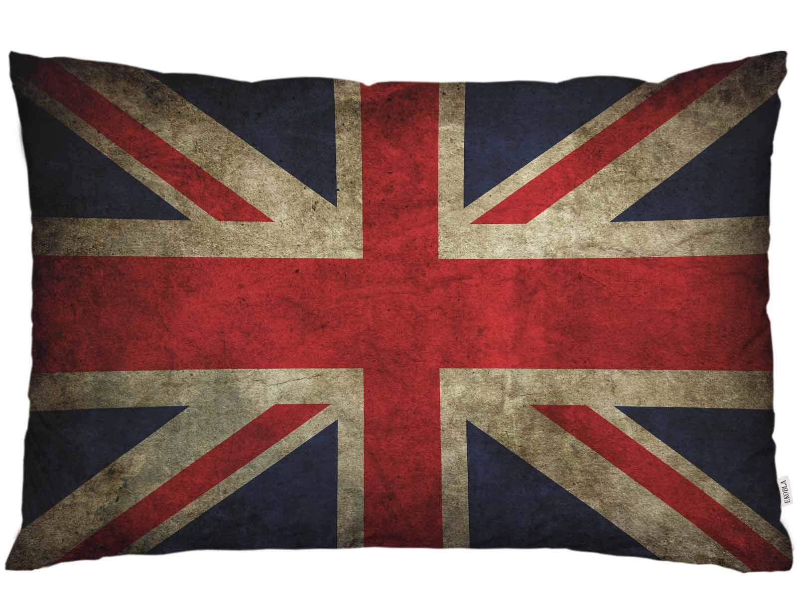Ekobla Throw Pillow Cover Uk Flag Vintage Design Retro Style The Union Jack British Flag Rustic Grunge Art Decor Lumbar Pillow C