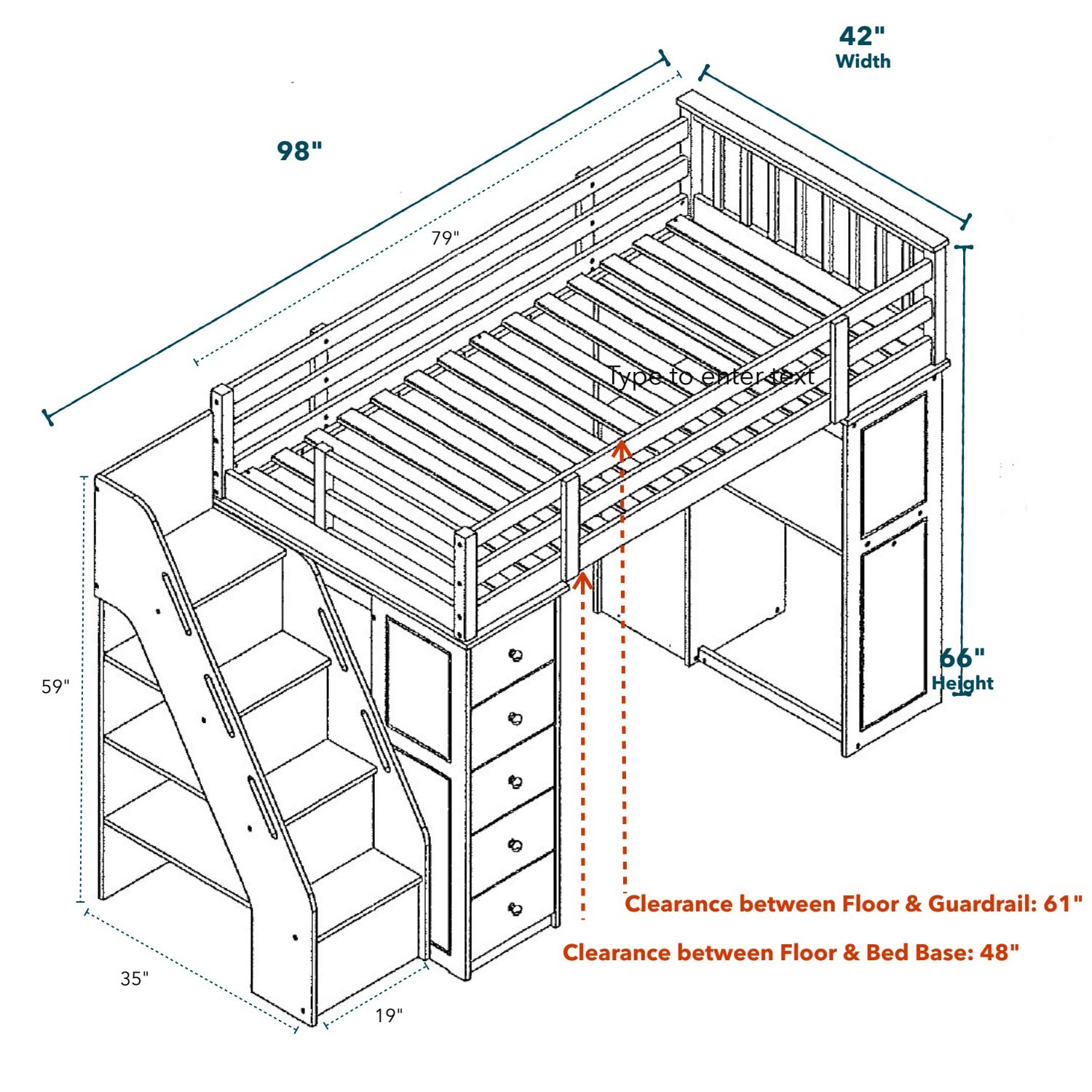 Acme Freya Solid Wood Storage Loft Bed with Bookshelf Ladder in White
