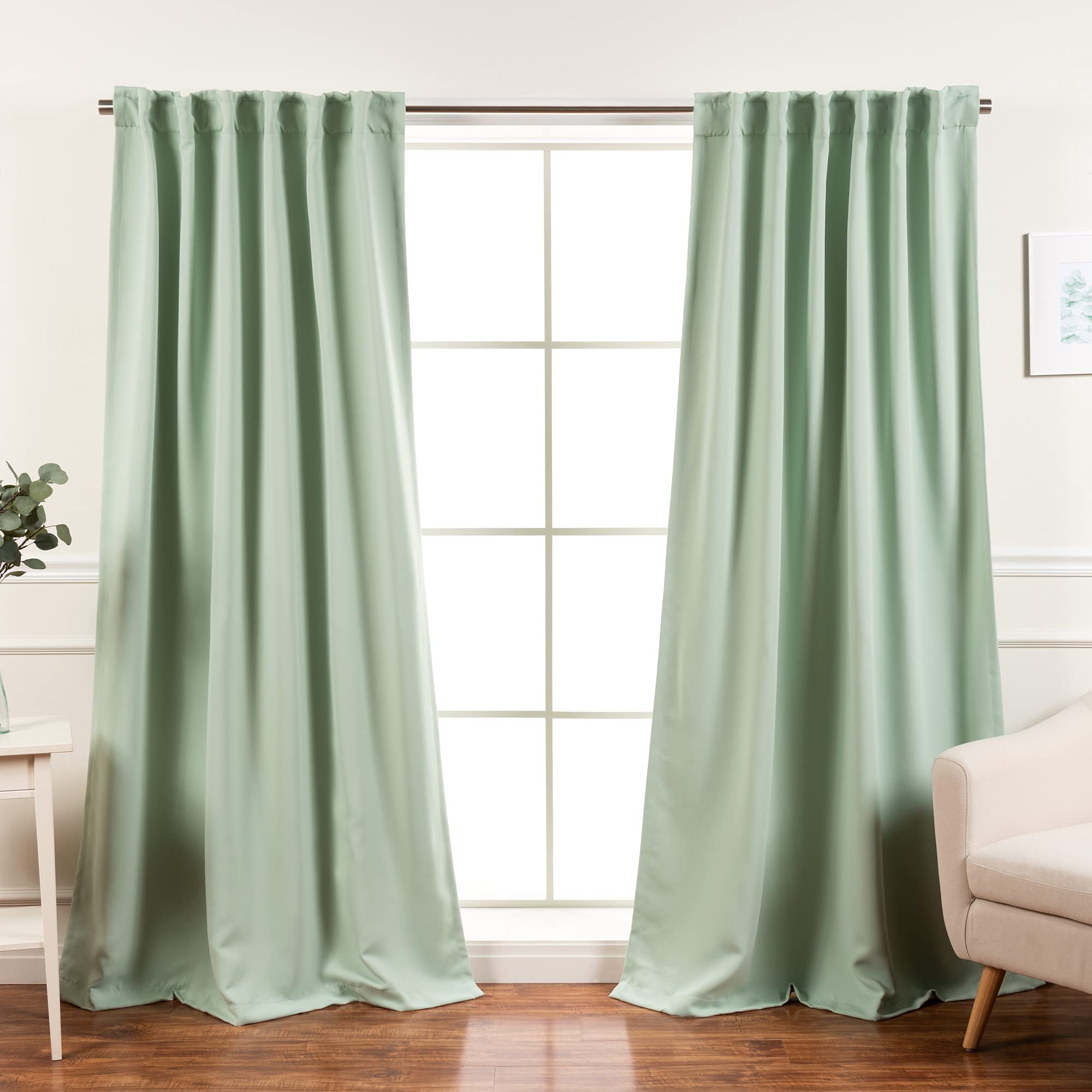 Best Home Fashion Premium Blackout Curtain 2Panels - Solid Thermal Insulated Window Treatment Blackout Drapes For Bedroom - Back