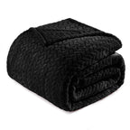 Exclusivo Mezcla Black Fleece King Size Blanket For Bed, 90X104 Inches Soft Cozy 3D Decorative Jacquard Flannel Blankets, Lightw