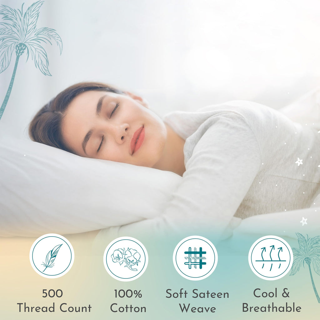 California Design Den Soft & Silky 500 Thread Count 100% Cotton Is Cool & Smooth, Standard Pillow Cases Set Of 2 Fits Standard &