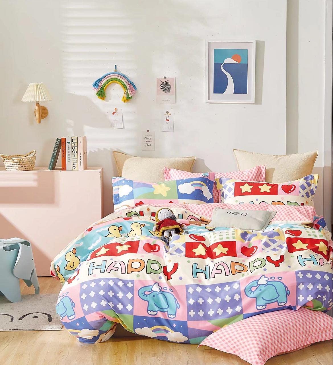 Sky Tex Pink Color 3D Prints Elephants Printed 280 Tc Glace Cotton Single Bed Ac Reversible Comforter