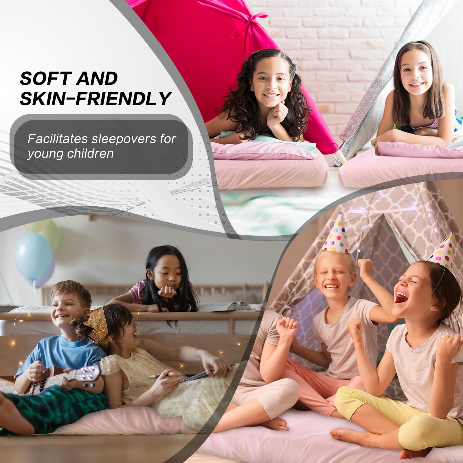 Breling Kids Air Mattress Fitted Sheets Compatible With Intex Cozy Kidz (Sheet Only) Toddler Inflatable Mattress Sheets For Kids Sleepover Party Travel Camping Air Mattress Airbed(Pink,2 Pcs)