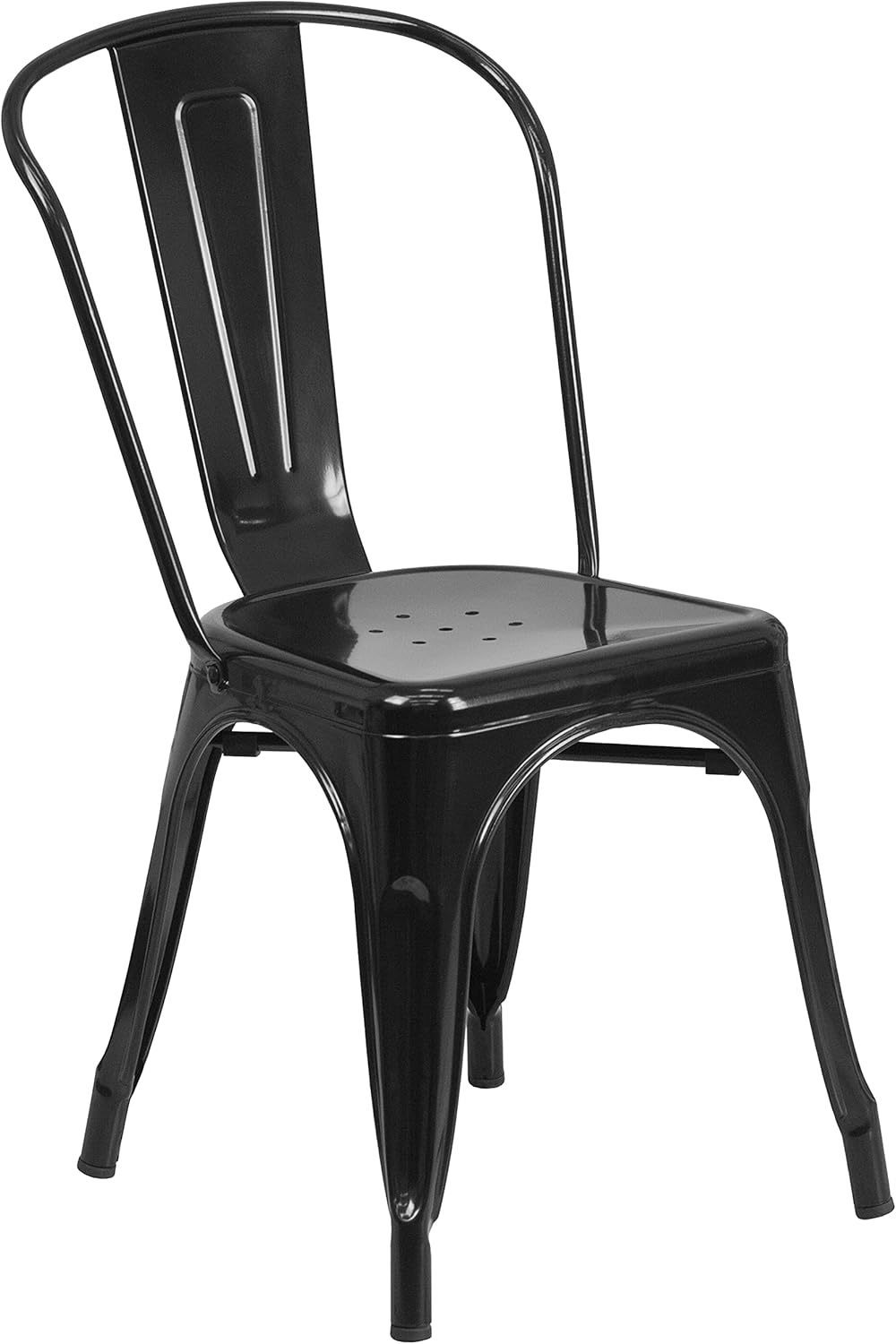 Commercial Grade 31.5 x 63 Rectangular Black Metal Indoor-Outdoor Table Set with 6 Stack Chairs