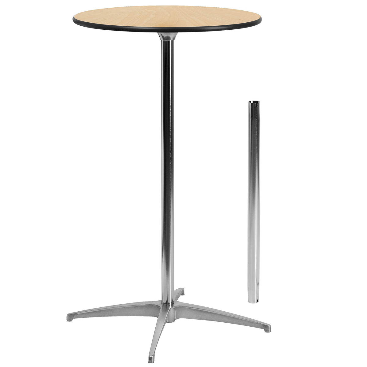 Flash Furniture Lars 24'' Round Wood Cocktail Table with 30'' and 42'' Columns, Adjustable Wood Bar Height Table for Events or Home Use, Natural