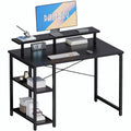Pamray 33.5 Inch Small Computer Desk with Monitor Stand and Shelves