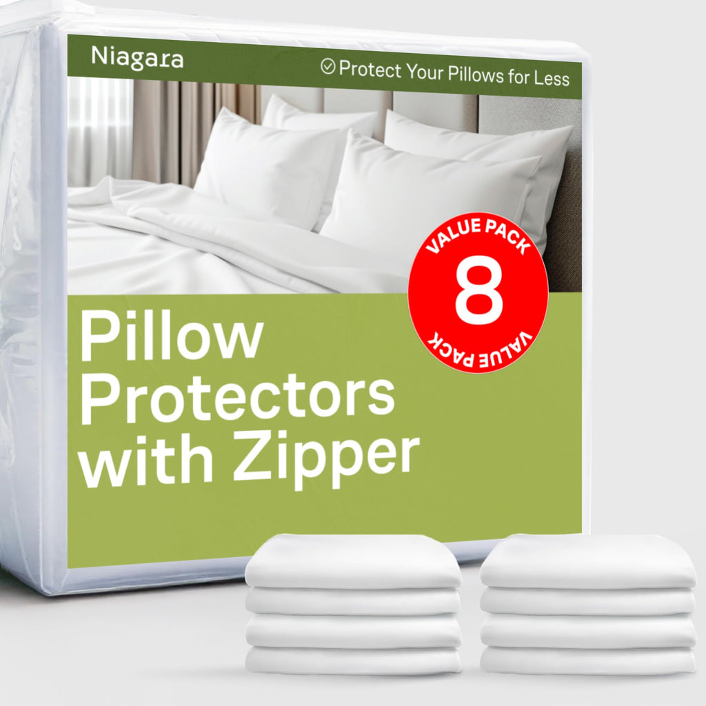Niagara 1 Pack Of Pillow Protectors With Zipper Standard Size, Effective Dust Protection, Quiet, Stay In Place Pillow Covers, Br