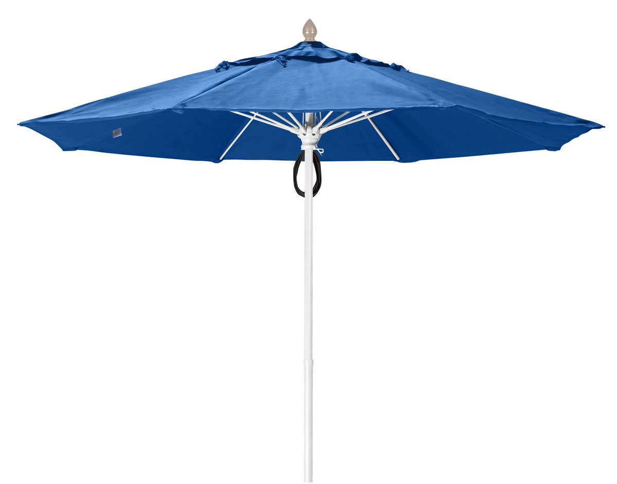 Fiberbuilt Umbrellas 9Mppw-8602 Market Umbrella, 9' Diameter Marine Grade Canopy With White Pole, Pacific Blue