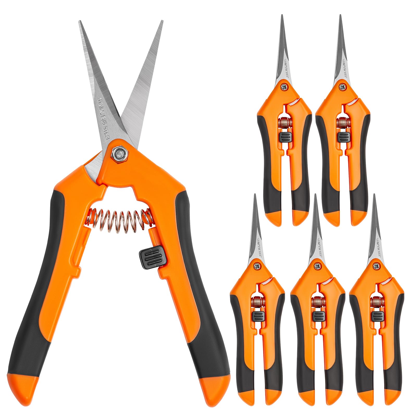 Growneer 6 Packs Pruning Shears Gardening Hand Pruning Snips With Straight Stainless Steel Precision Blades