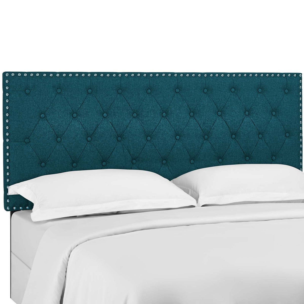 Modway Helena Tufted Button Linen Fabric Upholstered Twin Headboard In Teal