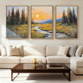 IARTTOP Extra Large Mountain Landscape Wall Art Framed 24x36 Inch Abstract Forest Canvas Wall Decor Sunset Nature Scenery Artwor