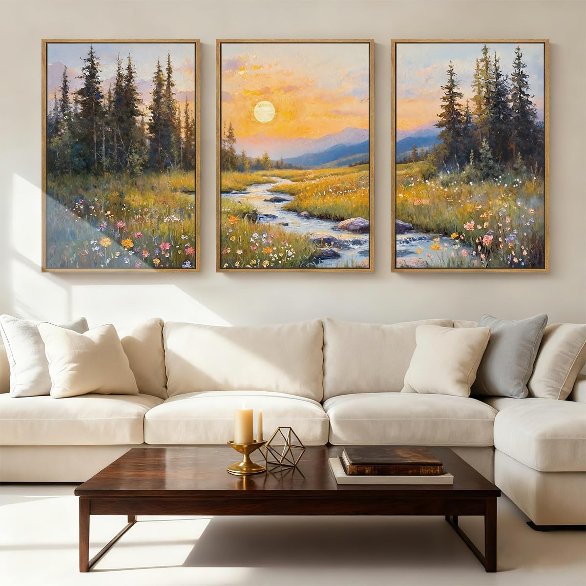 IARTTOP Extra Large Mountain Landscape Wall Art Framed 24x36 Inch Abstract Forest Canvas Wall Decor Sunset Nature Scenery Artwor