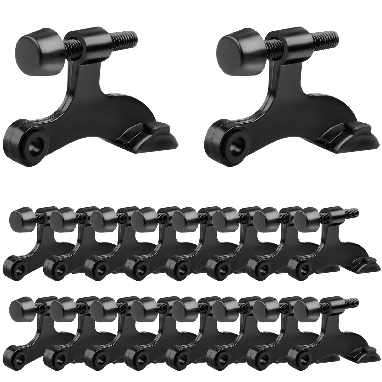 Obtanim 16 Pack Hinge Pin Door Stopper Heavy Duty Metal Adjustable Door Stops With Rubber Bumper Tips (Black)