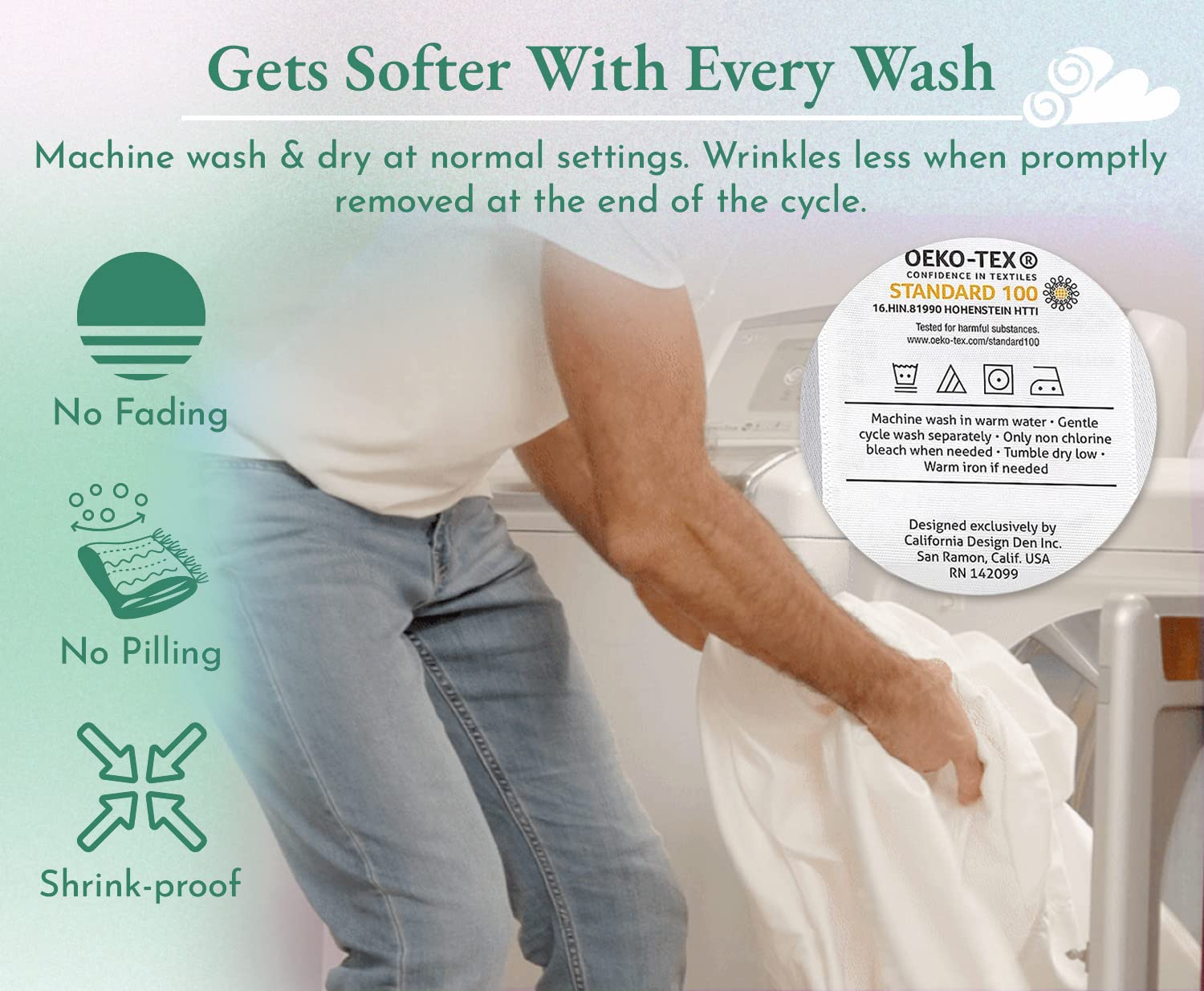 California Design Den Luxury Cotton Sateen Damask Stripe Queen Size Fitted Sheet Only - Soft 100% Cotton Sateen, Deep Pocket Bottom Fitted Sheet, Hotel Quality With A Foot Side Indicator - White