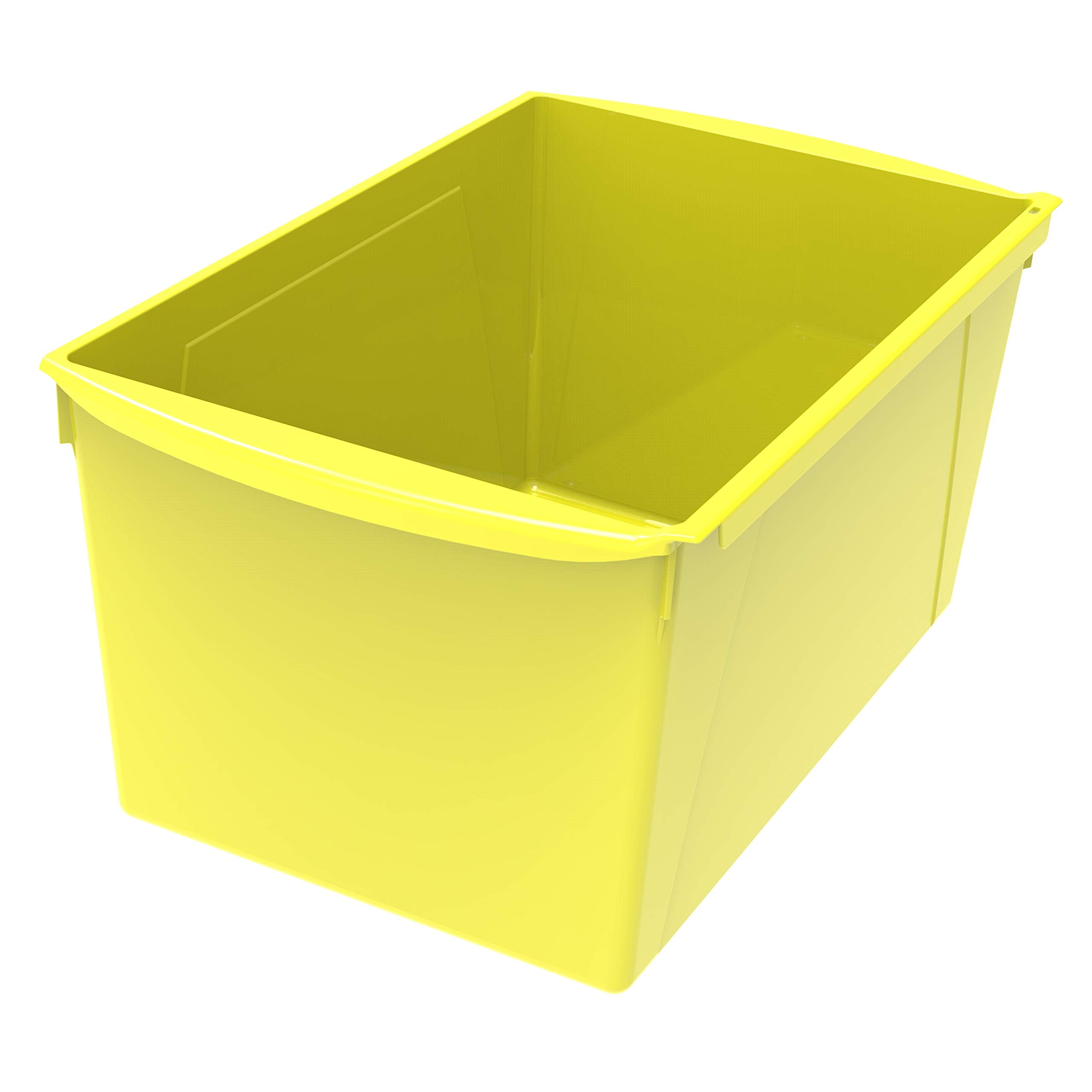 Storex Extra-Large Book Bin, Interlocking Plastic Organizer For Home, Office And Classroom, Yellow, 1-Pack (71132A06C)