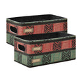 WDdZzyy Japanese Ancient Boho Green Red Fabric Storage Cubes 2 Pack Organizing Shelves, Closet, Wardrobe for Books, Shelves, Clo