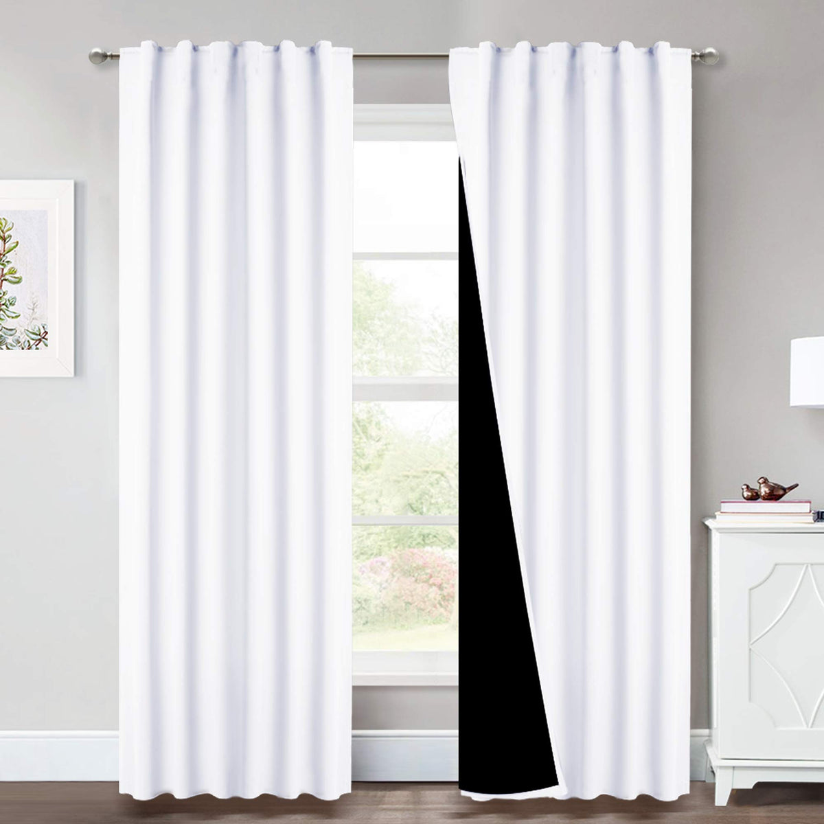 Nicetown Full Shading Curtains, Super Heavy-Duty Black Lined Blackout Drapes With Rod Pocket & Back Tab For Bedroom, Privacy Ass
