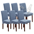 Genina Waterproof Chair Covers For Dining Room, Stretch Jacquard Dining Chair Slipcovers Removable Washable Chair Protector For Kitchen, Hotel, Restaurant (Leaves-Light Blue, 6 Pcs)