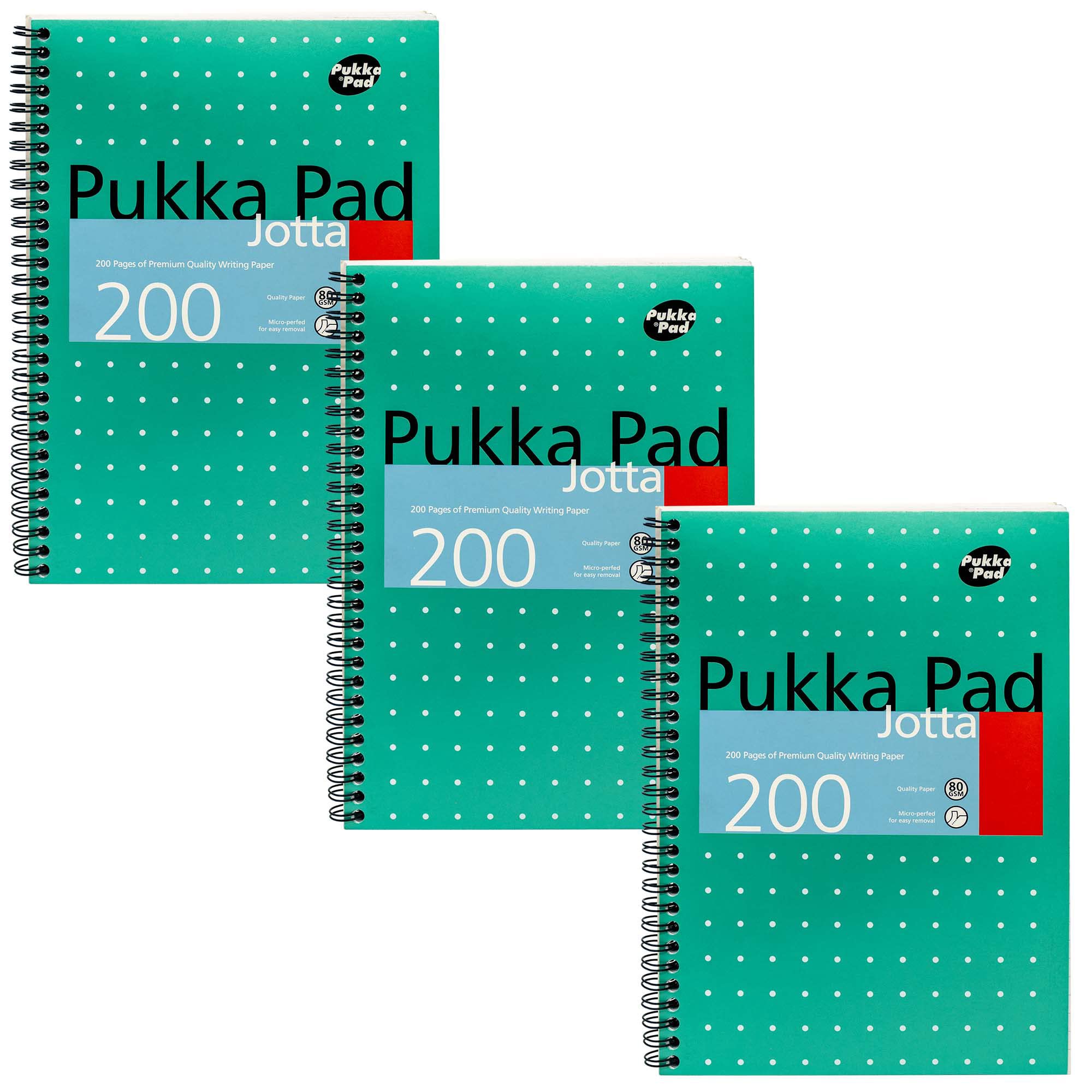 Pukka Pad, B5 Metallic Jotta Book 3-Pack For Home, School, And Office - 10 X 8 In - Wirebound Notebook With 8Mm Lines And 80Gsm