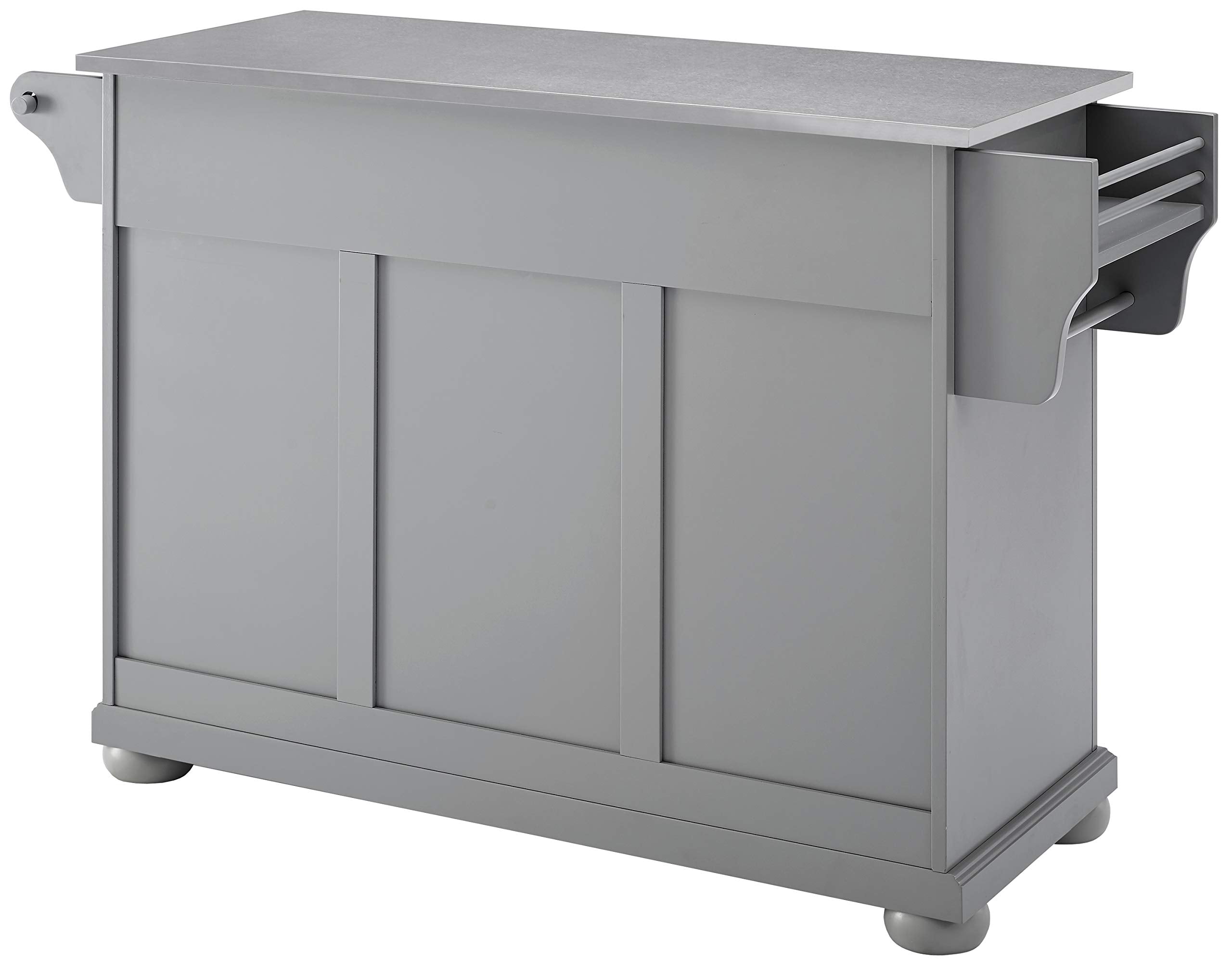 Crosley Furniture Alexandria Stainless Steel Top Rolling Kitchen Island Storage Cart, Microwave Stand, Gray