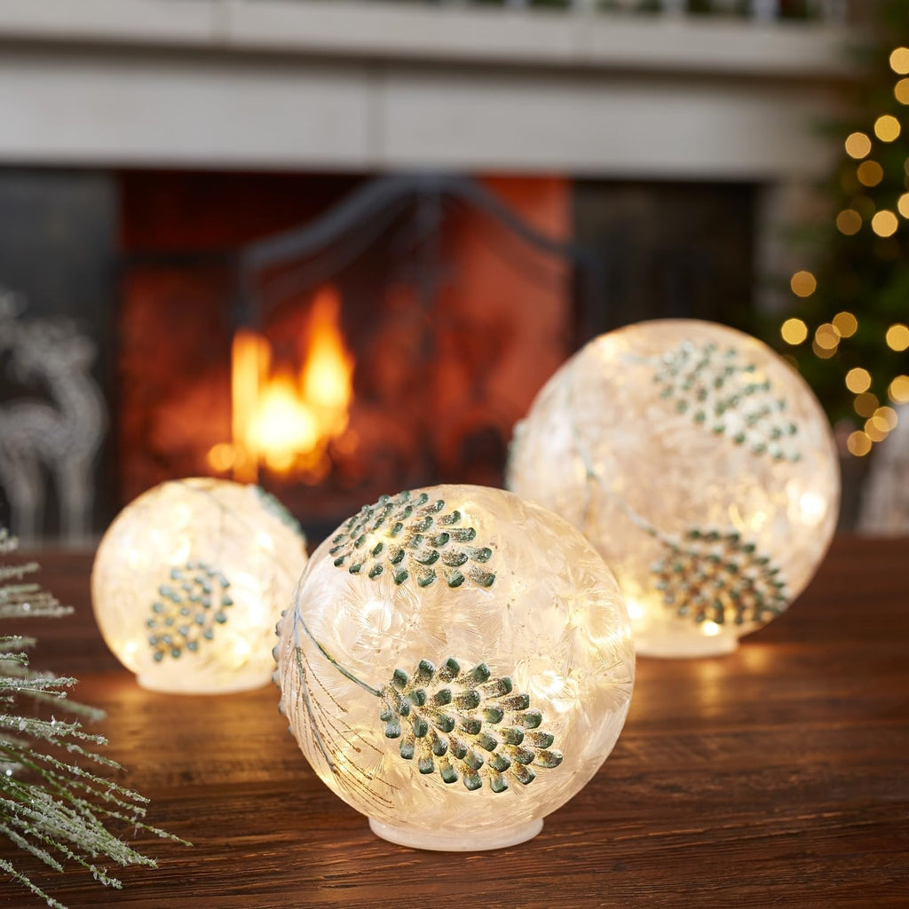 Melrose International Pine Cone Globes/Timer (Set Of 3) 4.5' H, 6' H, 8' H Glass
