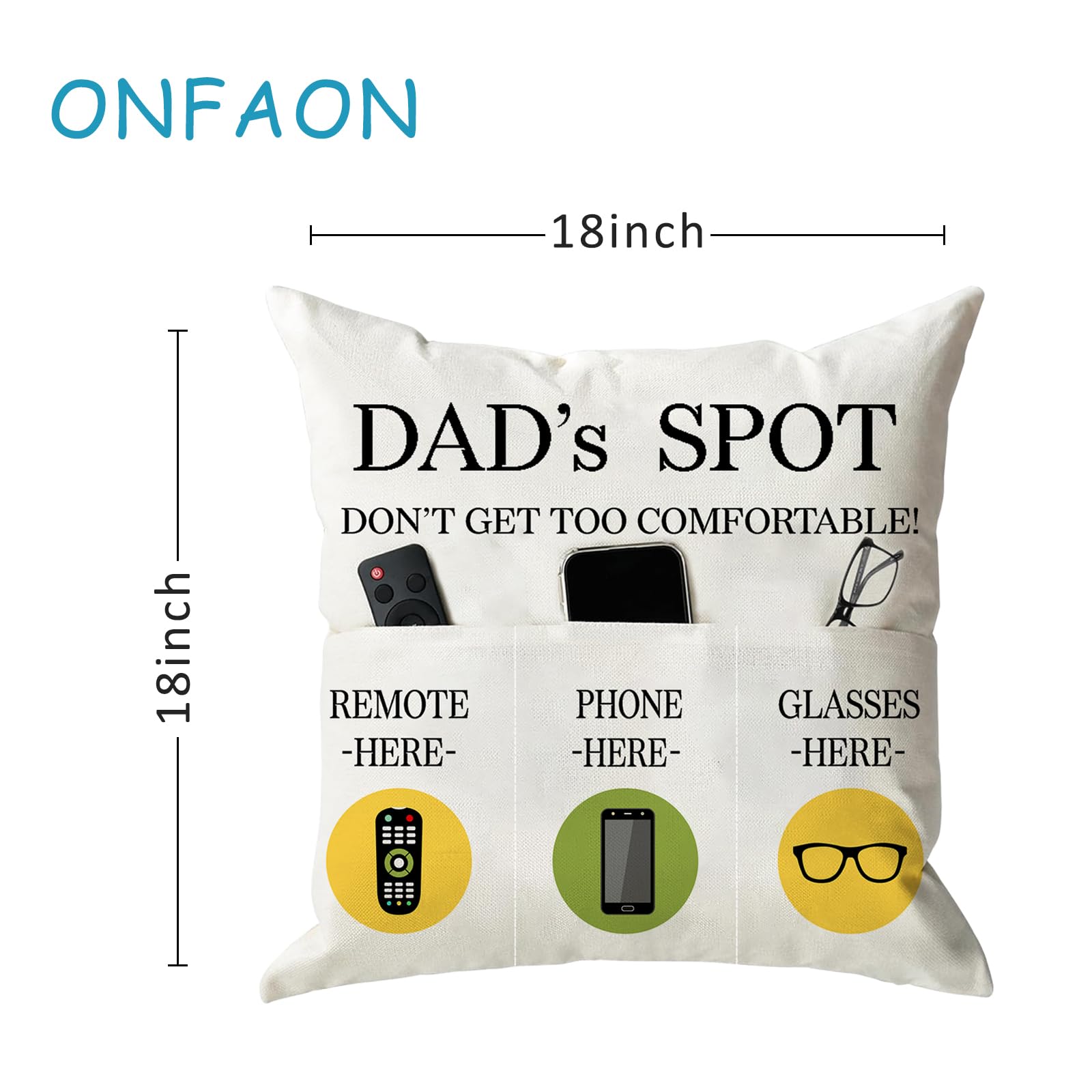 Onfaon Father'S Day Throw Pillow Case, Dad'S Spot Throw Pillow Covers 18 X 18 Inch,Dad Gifts From Daughter Son,Birthday Christma