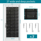 Fixwal Baseball Cap Organizer, 27 Pocket Over The Door Rack, Black Non-Woven, Model Fixwal403111110, with Hooks for Storage and Display