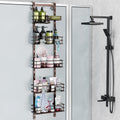 Orimade Over the Door Shower Caddy Adjustable 5 Tier Bronze,Bathroom Hanging Organizer Shelf Rustproof with 4 Hooks,Shower Baske