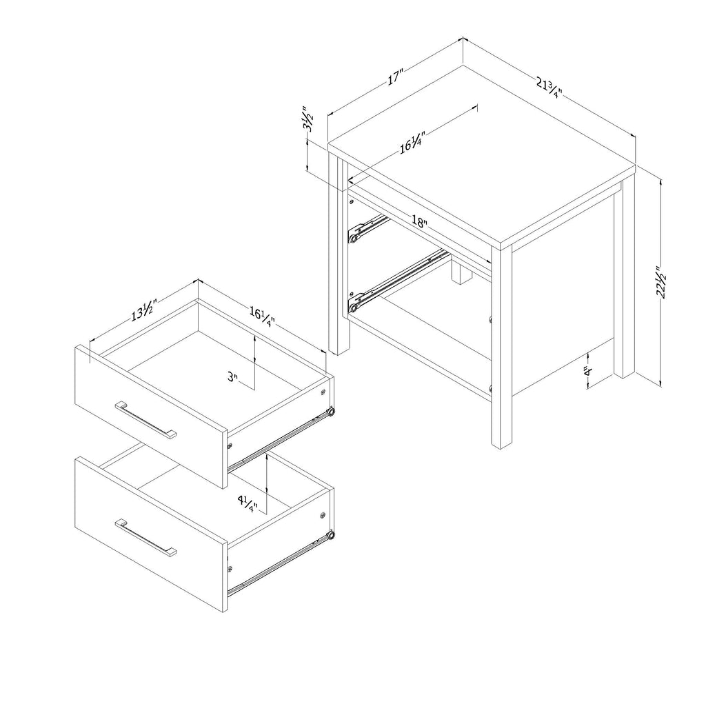 South Shore Gravity 2-Drawer Nightstand, Natural Ash