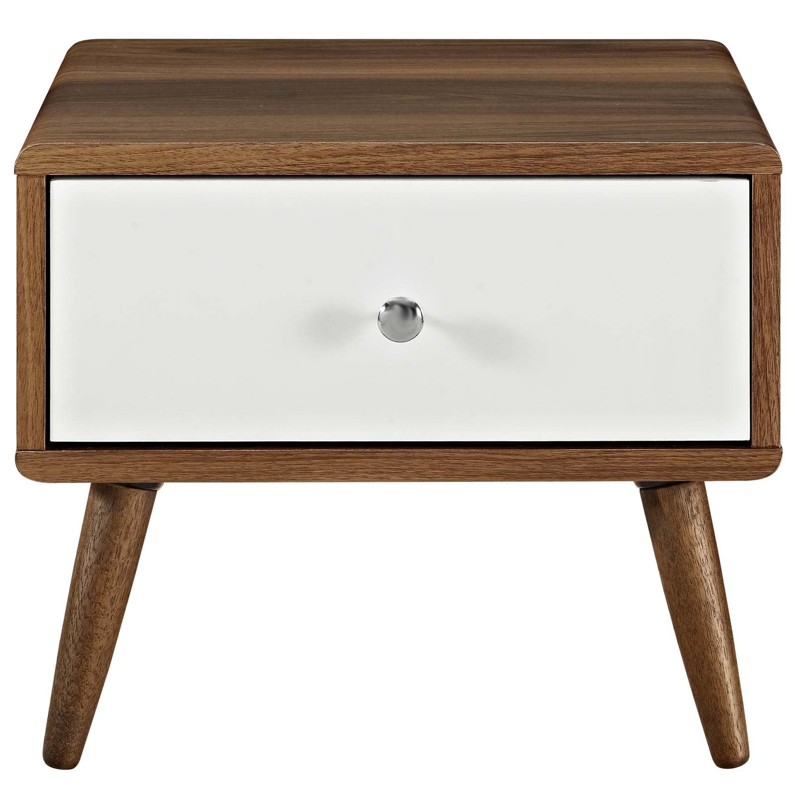Modway Transmit Mid-Century Modern Nightstand or Side Accent Table in Walnut