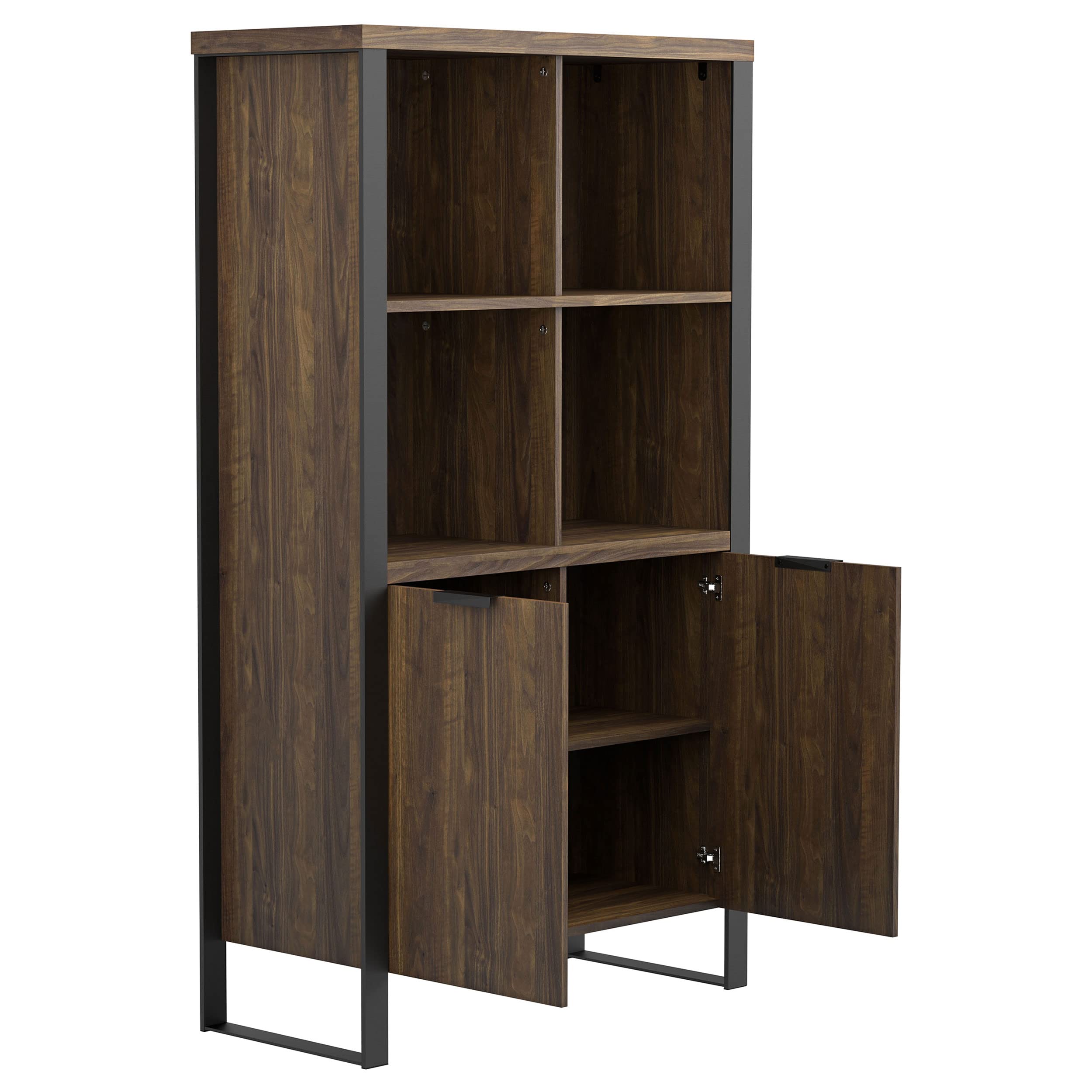 Coaster Furniture Pattinson 2-Door Rectangular Bookcase Aged Walnut and Gunmetal Standard Brown 803374