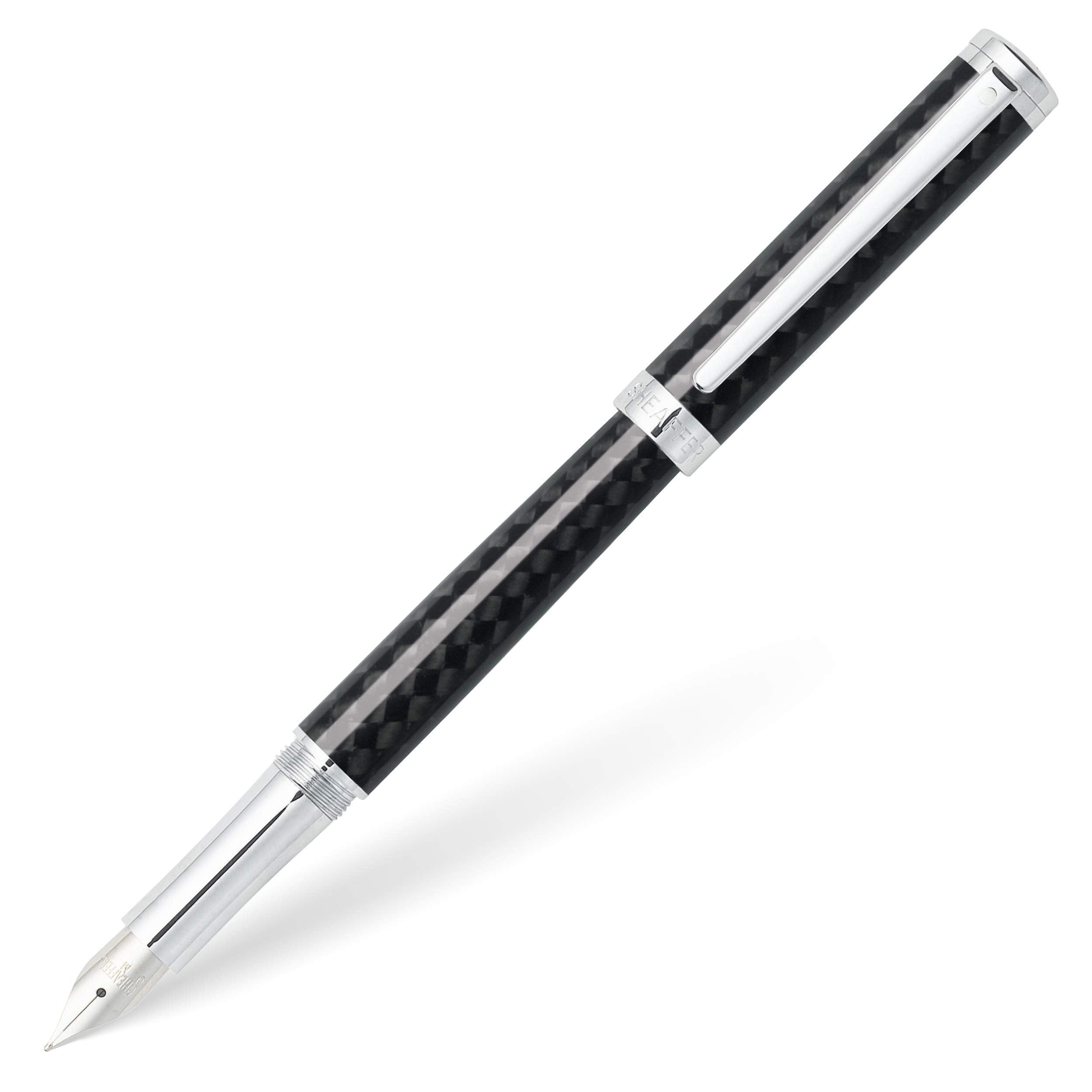 Sheaffer Intensity Carbon Fiber Fountain Pen With Chrome-Plated Trim And Fine Nib