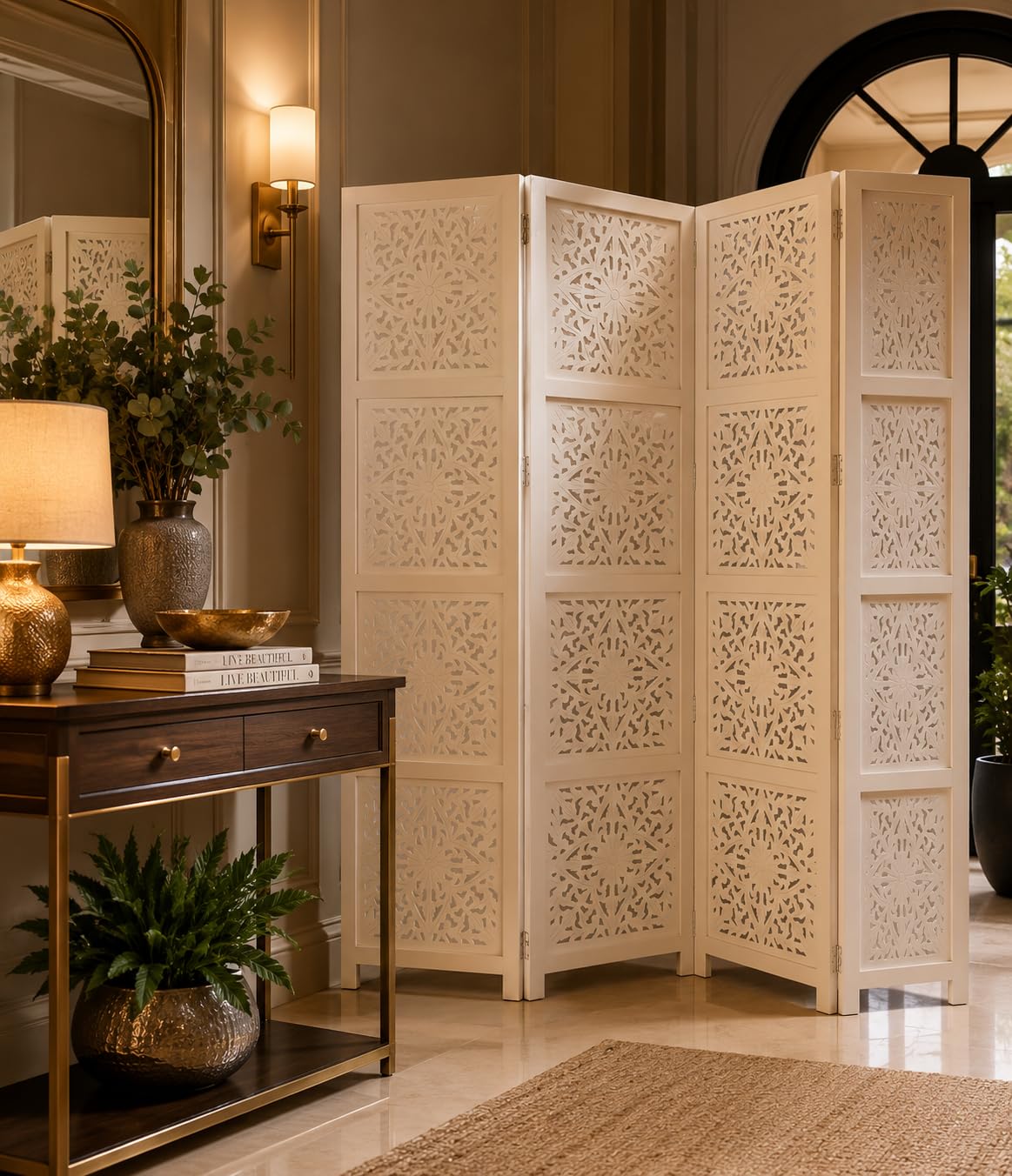 Craftlense Wooden Wall Dividers, Wood Screen Separators, And Wooden Room Partitions 4 Wall Panels With Stands For Office, Bedroo