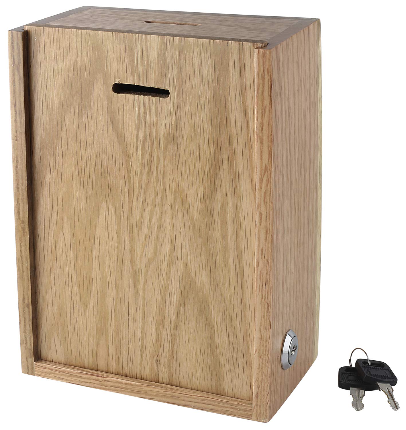 Nice Finished Natural Looking Wood Donation Collection Box Suggestion Ballot Box With Slot To Enter Tickets Raffles Office Comme