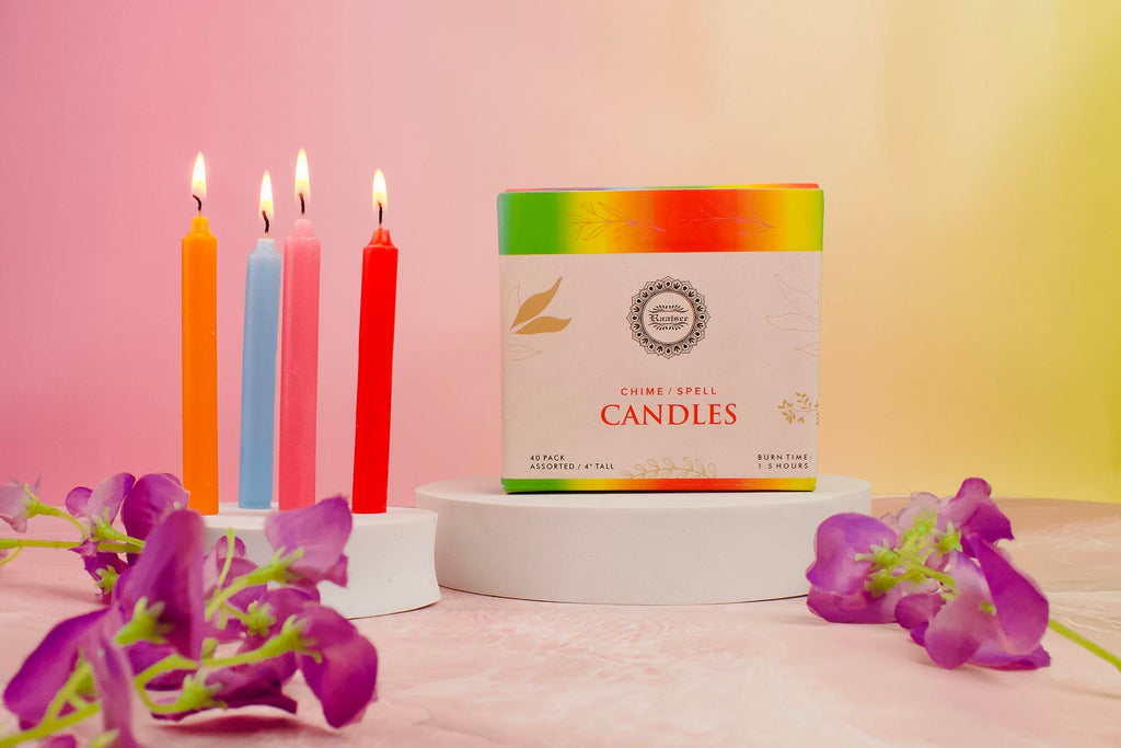 Raajsee Unscented Mini Taper Candles (Multi-Color) | 4 Inches Dinner Candle Sticks| Smokeless, And Dripless| Paraffin Wax With C