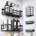 Inart 5Piece SelfAdhesive Bathroom Organizer Set, Alloy Steel WallMounted Shower Caddy With 2 Shelves, 2 Soap Holders And Too