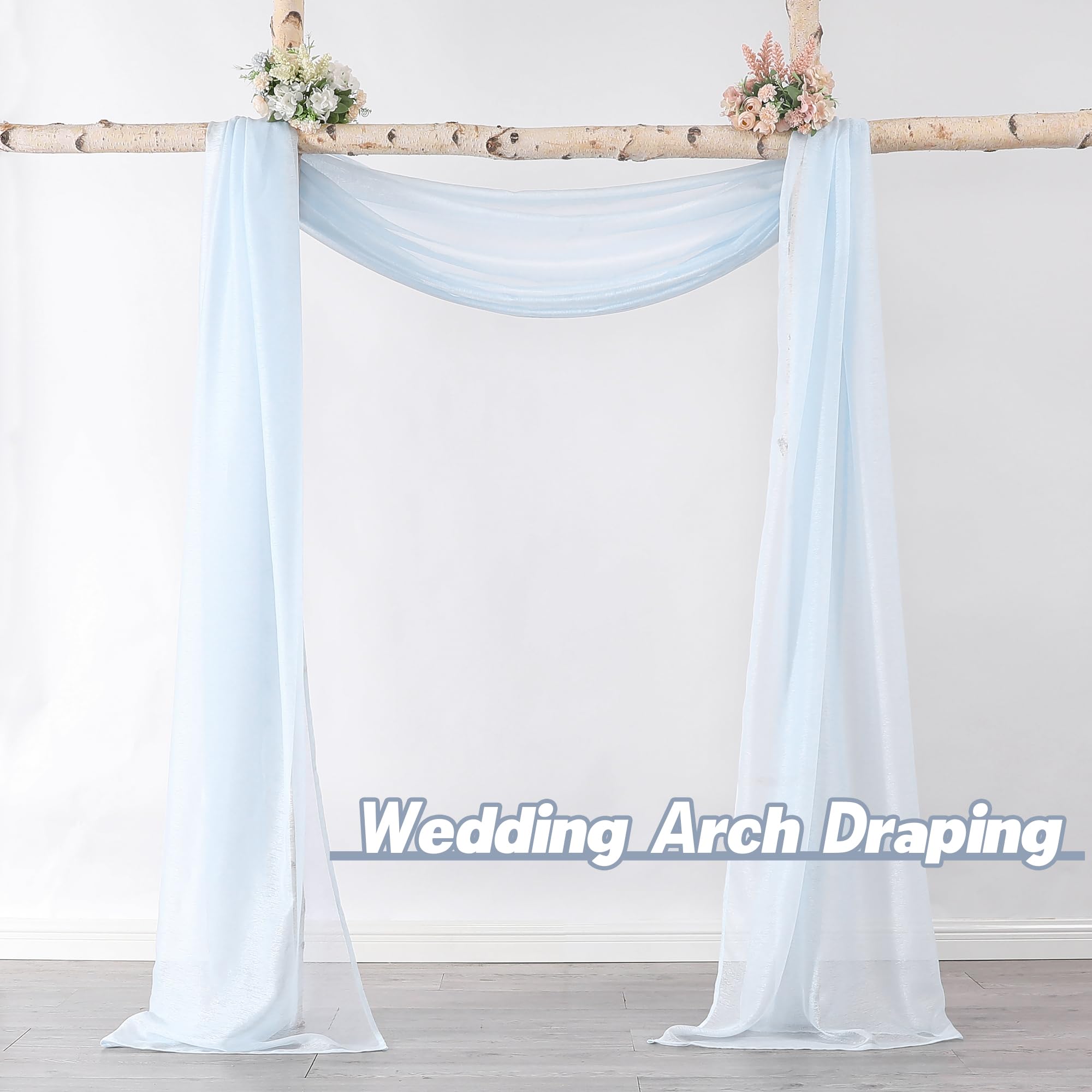 Donren Scarf Curtain For Window - Home Decoration Sheer Voile Scarf Valance For Wedding (1 Panel, W52 X L216, Light Blue)