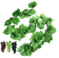 HECATY 12 Strands 90 ft Artificial Fake Grape Vines with 3 Strings Grapes, Hanging Plant Large Leaves Garland for Wedding Party 