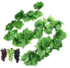 HECATY 12 Strands 90 ft Artificial Fake Grape Vines with 3 Strings Grapes, Hanging Plant Large Leaves Garland for Wedding Party 