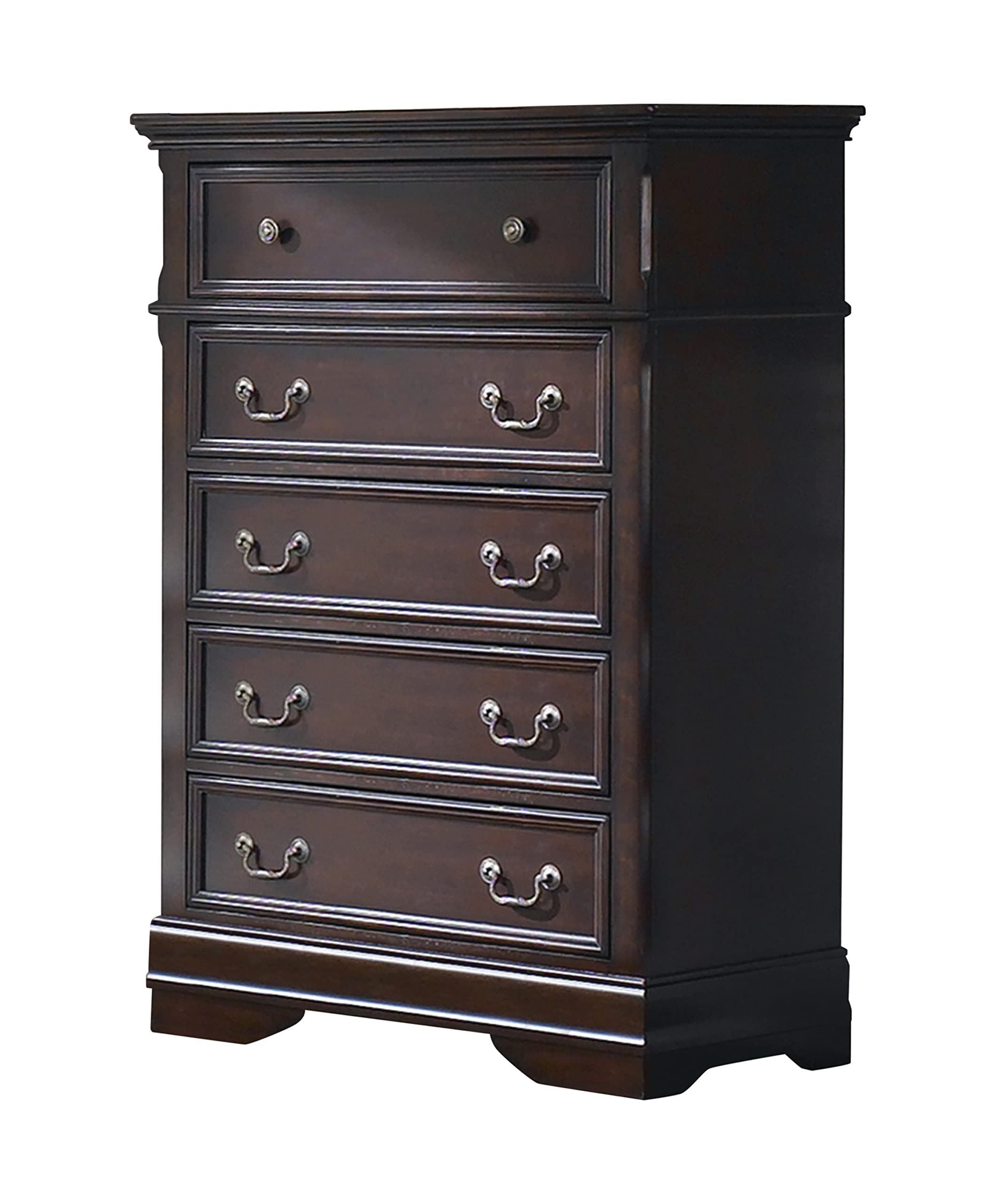 Coaster Home Furnishings Cambridge European Traditional 5-Drawer Chest of Drawers Bedroom Storage Cabinet Clothing Organizer Cappuccino Brown 203195