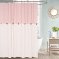 Dosly Id  Es Farmhouse Pink Shower Curtain For Bathroom,Beige And Pink Stripe,Button Bathroom Curtain,Cotton Blend Woven Fabric,