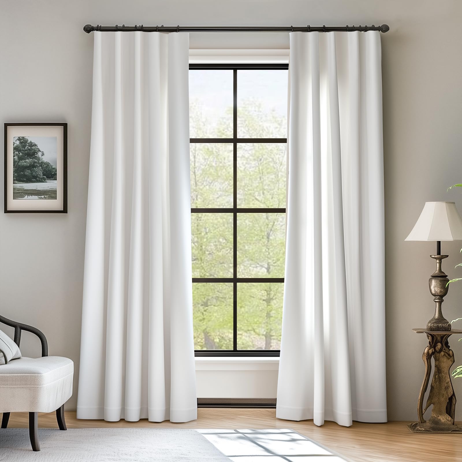 Lazzzy White Velvet Curtains Thermal Insulated Curtains 120 Inch Long Light Filtering Window Drapes For Bedroom Living Room Super Soft Luxury Window Treatment 2 Panels Rod Pocket, W42 X L120