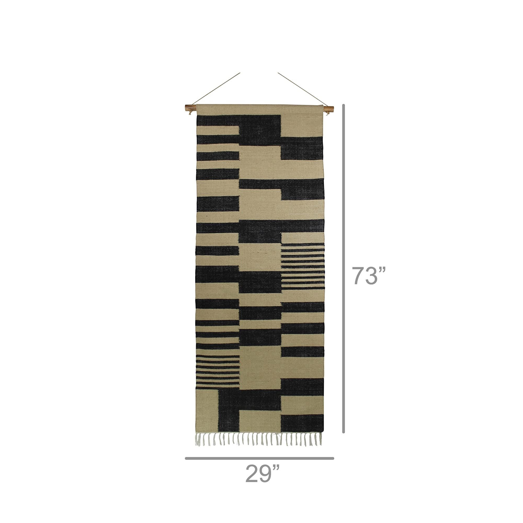 HomeRoots Black and Beige Jute Wall Hanging