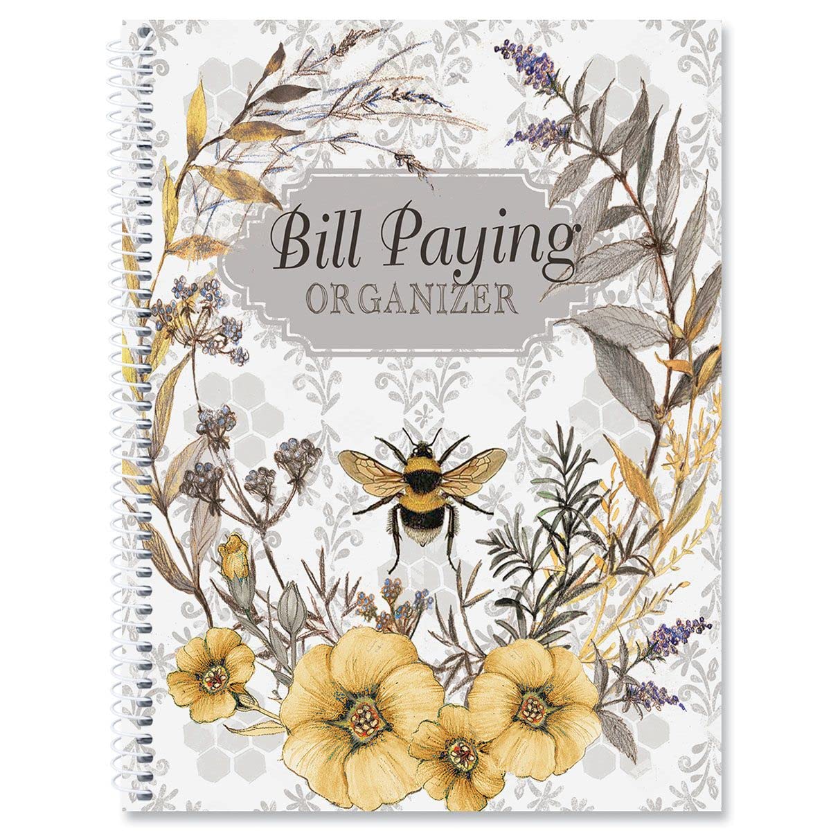 Current Sweet Bee Bill Paying Organizer Book - 9' X 12    Personal Account Book, Spiral Bound, 14 Storage Pockets, 32 Label Sti